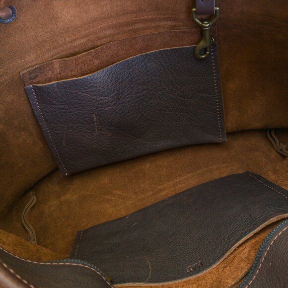 GFG Large Avery Tote Deluxe — Mocha Full-Grain Leather, Zipper Top, Rare Version - Picture 10 of 14